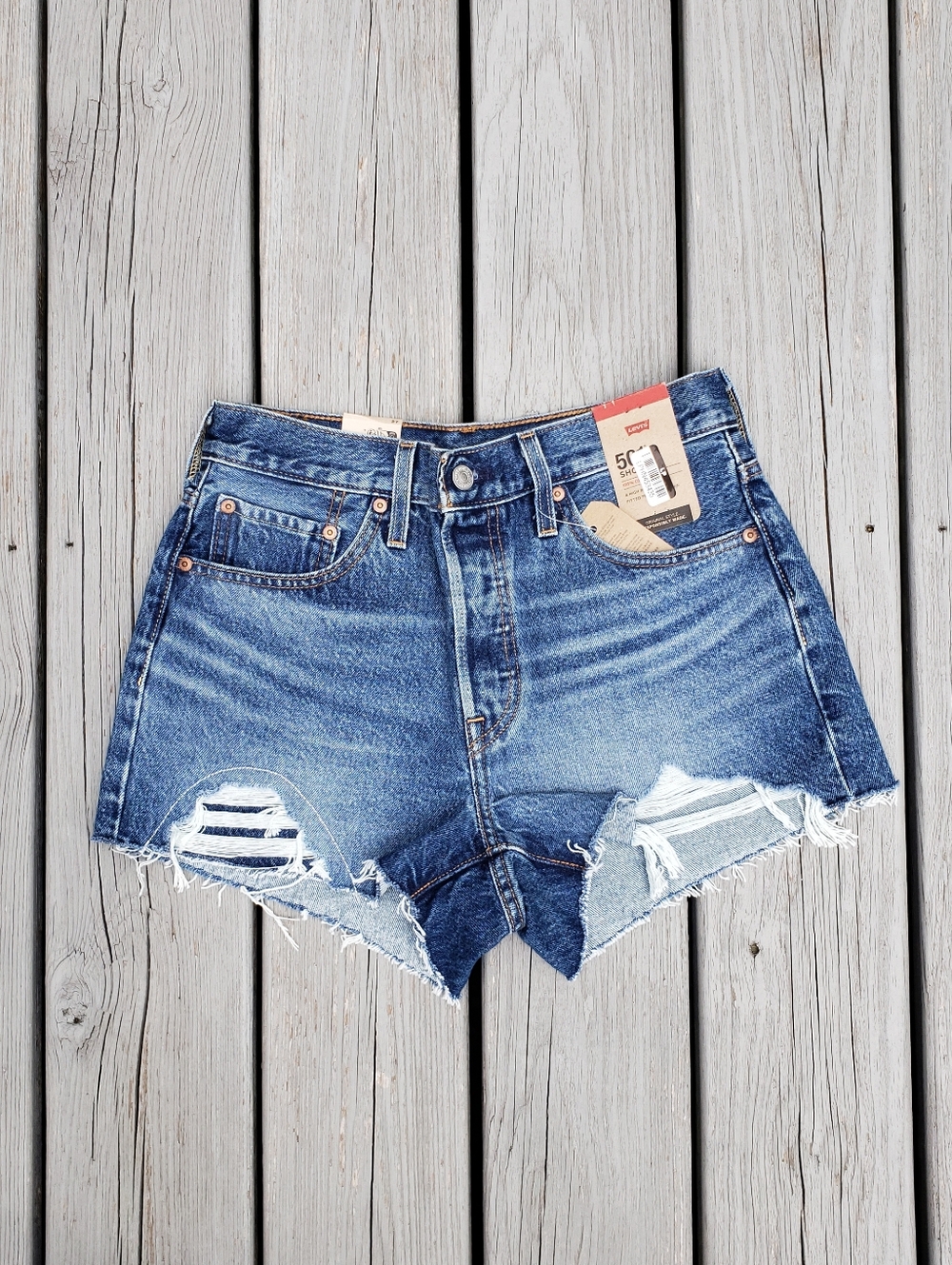 Levi's 501 High Rise Distressed Cut Off Shorts Sz 27